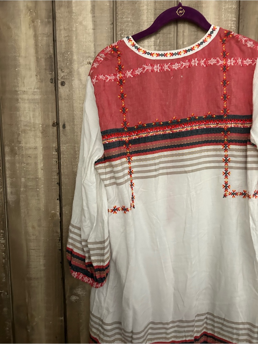 NIC+ZOE White Tunic Dress with Coral and Black Embroidery - Picture 8 of 8
